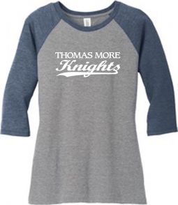 Ladies 3/4-Sleeve Raglan, Navy/ Grey Frost